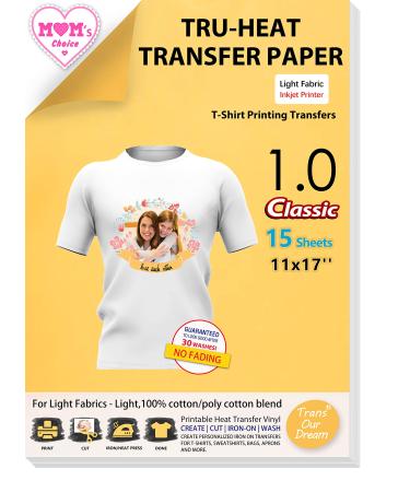  TransOurDream Iron on Heat Transfer Paper for Heat Press (25  Sheets, 8.5x11, Dark 6.0) Printable HTV Heat Transfer Vinyl for T Shirts  Iron on Transfers for Inkjet Printer (TRANS-D6-20) : Arts