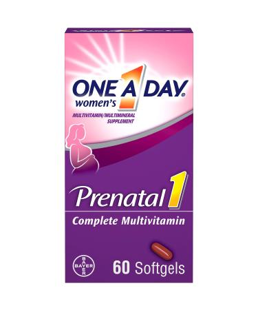 One A Day Women's Prenatal 1 Multivitamin Including Vitamin A, Vitamin C, Vitamin D, B6, B12, Iron, Omega-3 DHA & more, 60 Count - Supplement for Before, During, & Post Pregnancy