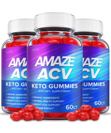 (3 Pack) Amaze ACV Keto Gummies - Official Formula Vegan - Amaze Keto ACV Gummies Amaze Keto Gummies Amaze ACV Gummies with Apple Cider Vinegar Weight 1000mg Loss Vitamin B12 Beet (180 Gummies) 180 Count (Pack of 1)