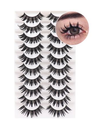 Losha Lashes Natural Look Manga Lashes with Clear Band Wispy False Eyelashes  10 Pairs Spiky Asian Eye Lashes Pack Lightweight Anime Fake Eyelashes for  Korean Cosplay Makeup (Girls Group) 