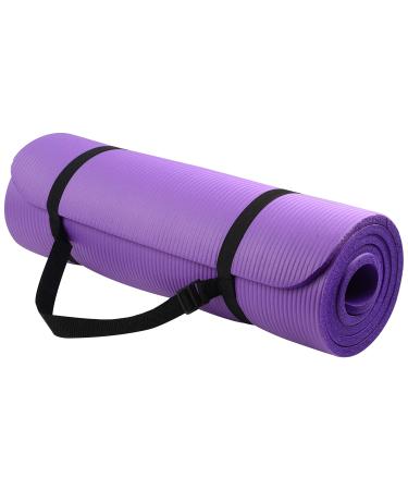 BalanceFrom All-Purpose 1-Inch Extra Thick High Density Anti-Tear Exercise  Yoga Mat with Carrying Strap, Blue 