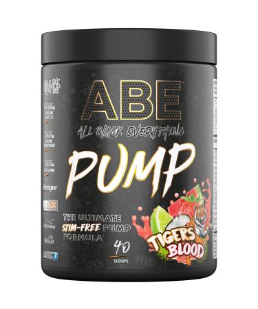 Applied Nutrition ABE Pump Pre Workout - All Black Everything Stim Free Pump Pre Workout Powder | Pump Energy & Strength with Citrulline Creatine Beta-Alanine (500g - 40 Servings) (Tigers Blood)