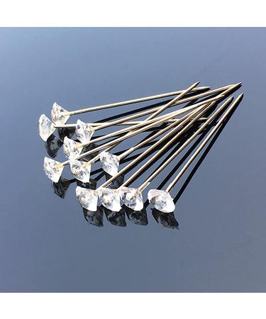 100pcs Corsage Boutonniere Pins 2 Inch Bouquet Flower Floral Diamond  Rhinestones Pins Crystal Head Clear Straight Pins for Wedding Bridal Hair  Accessories Jewelry Decoration DIY Craft Sewing