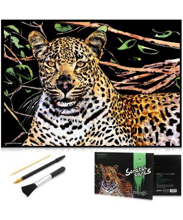 Scratch Painting Kits for Adults & Kids, Craft Art Set, Rainbow Scratch Art Painting Paper, Sketch Pad DIY Night View Scratchboard, 16'' x 11.2