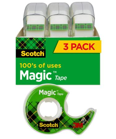 Scotch Magic Tape  3 Rolls  Great for Gift Wrapping  Numerous Applications  Invisible  Engineered for Repairing  3/4 x 300 Inches (3105)