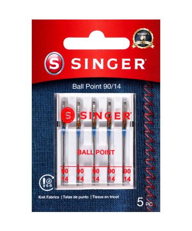 SINGER Ball Point Sewing Machine Needles, Size 90/14 - 5 Count