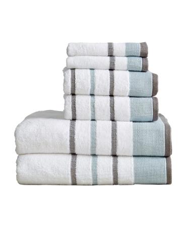 Great Bay Home 100% Cotton Ribbed Terry Bathroom Towels. Absorbent  Quick-Dry Plush Bath Towels. Rori Collection (6 Piece Set, Blue) 6 Piece  Set Ribbed - Blue