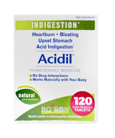 Boiron Acidil for Relief of Acid Reflux, Heartburn, Indigestion, and Upset Stomach - 120 Count (2 Pack of 60) 120 Count (Pack of 1)