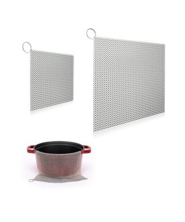 Cast Iron Chainmail Scrubber 316L Stainless Steel Rectangle Chain Mail  Cleaner with Insert Silicone for Cast Iron Dutch Oven, Skillet, Pot,  Griddle, BBQ Grills, Dishwasher Safe (Large) Black Large