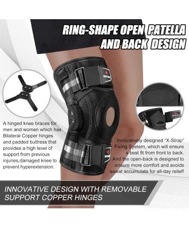 NEENCA Professional Knee Brace for Knee Pain, Hinged Knee Support with  Patented X-Strap Fixing System, Strong Stability for Pain Relief,  Arthritis