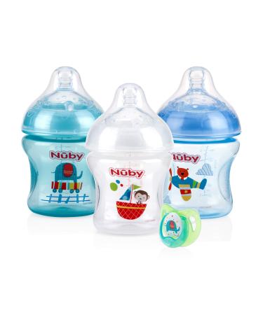 Nuby Flip-it Kids On-The-Go Printed Water Bottle with Bite Proof Hard Straw  - 12oz / 360 ml, 18+ Months, 2 pk Prints May Vary