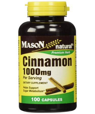 Cinnamon 1000 mg Natural Dietary Supplement Capsules by Mason 100 Ea