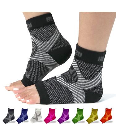  BLITZU 3 Pairs Calf Compression Sleeves for Women and Men Size  L-XL, One Orange, One Black, One White Calf Sleeve, Leg Compression Sleeve  for Calf Pain and Shin Splints. Footless Compression