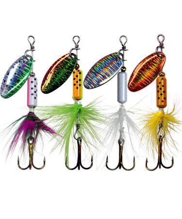 THKFISH Spoon Fishing Lures For Trout Spoons Hard Baits Single Hook Trout Lures Metal Fishing Lures For Char Perch 12Pcs