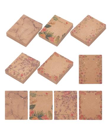 FINGERINSPIRE 150 pcs Flower Patterns Jewelry Display Cards Necklace  Display Cards Cardboard Display Hanging Cards for Earrings Necklaces  Bracelets(2.5x2inch) Brown With Mixed Pattern