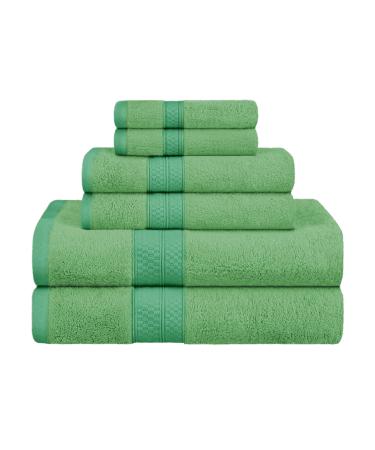 SUPERIOR Rayon from Bamboo and Cotton Hand Towels, Velvety Soft and Super Absorbent, Hotel & Spa Quality Hand Towel Set of 6 - River Blue, 16" x 30" Each Spring Green 6 Piece Towel Set
