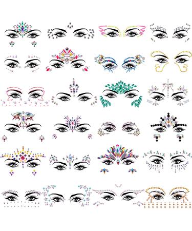 SIQUK 20 Sheets Face Jewels Mermaid Face Gems Jewels for Face Self Adhesive  Crystal Face Stickers Jewel with 20 Jars Chunky Face Glitter for Festival