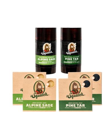 Dr. Squatch Men's Natural Deodorant 6-Pack Variety Bundle - Fresh Falls,  Pine Tar, and Wood Barrel
