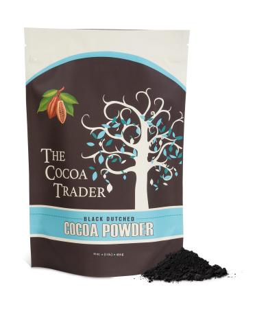The Cocoa Trader Dutch Processed Black Cocoa Powder (1lb) - Made with 100 Authentic Cacao Beans - Unsweetened Dark Cocoa Powder - Natural Coloring Agent - Great for Baked Goods Coffee  Smoothies Black 1 Pound (Pack of 1)