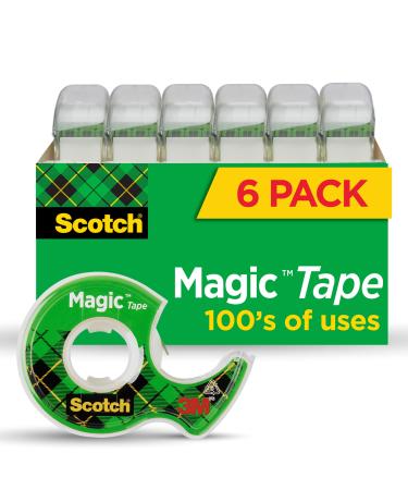Scotch Magic Tape  6 Rolls with Dispensers  Numerous Applications  Invisible  Engineered for Repairing  3/4 x 650 Inches (6122)