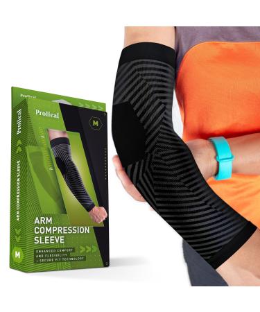 Arm Compression Sleeve Medium, 2 Pack - Compression Arm Brace Sleeves for Women and Men - Pain Relief Basketball Sleeves For Tendonitis, Golf, Tennis, Weightlifting - Comfortable Breathable Knit Medium 2