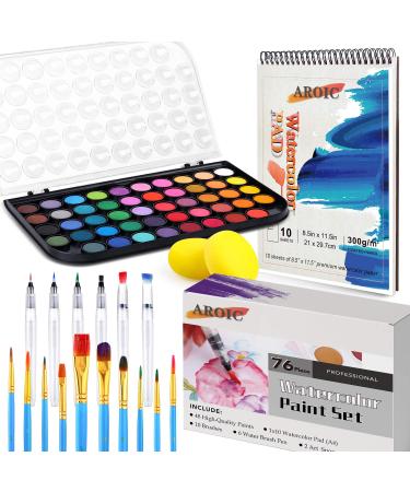 Watercolor Paint Set, 62 Piece Kit, With Video Tutorial Course, Adults  Kids Beginner & Professional Artists, Paper 8 Brushes Palette Aquapen  Masking Tape