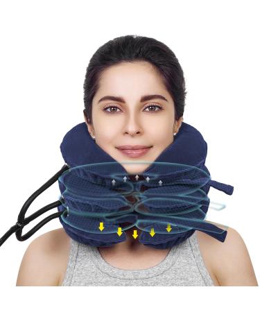 Cervical Neck Traction Device &Inflatable Adjustable Neck Stretcher Provide Neck Support Neck Traction and Neck Pain Relief, Neck Brace and Cervical Traction Device Neck Care Equipment(Blue)