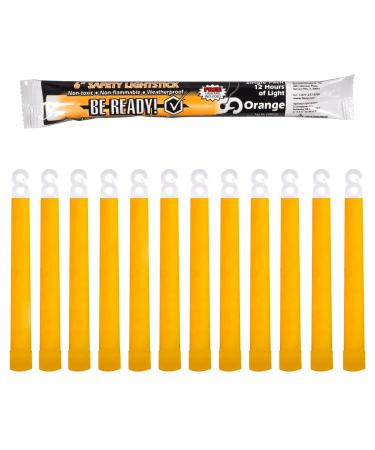 Be Ready 12 Pack Orange Chemical Light Industrial Glow Sticks | Emergency Safety | 12+ Hours | Hurricane Survival Kit Extreme Weather Supplies Power Outages Camping Gear Accessories