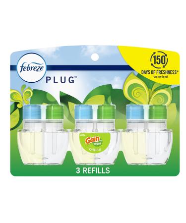 Febreze Odor-Fighting Fade Defy PLUG Air Freshener Refill, Gain Original Scent, (3) .87 fl. oz. Oil Refills 3 Refills
