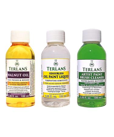 TERLANS Oil Paint Thinner, 250 ml (8.4 Fl. Oz.) Completely Odorless  Liquid/Art Paint Brush Cleaner/Degreaser/Turpentine Substitute
