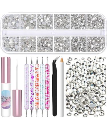 3600Pcs Face Gems Eye Pearls with Makeup Glue for Rhinestones