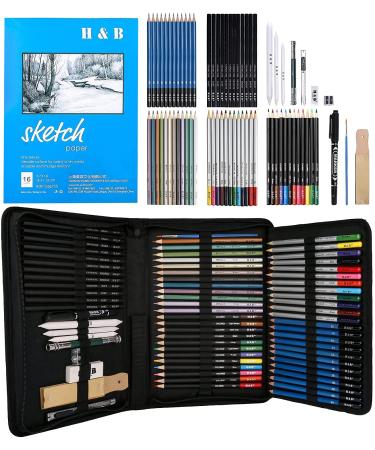 Corot 80pcs Drawing Kit Pencils Painting Set, WIth 3-Color Sketch