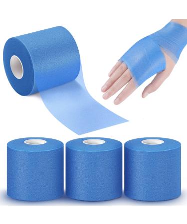 3 Pieces Athletic Pre Wrap Tape for Hair Foam Underwrap Tape Sports Pre-wrap Athletic Tape Underwrap for Hair Ankle Wrists Knees Sports 2.75 Inch by 30 Yards(Blue)