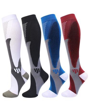 7 Pairs Copper Compression Socks for Men Women 20-30 mmHg Knee