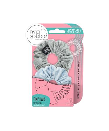 invisibobble Sprunchie Spiral Hair Ring - 2 Pack - Scrunchie Stylish Bracelet Strong Elastic Grip Coil Accessories for Women - Gentle for Girls Teens and Thick Hair (Light as Feathers)