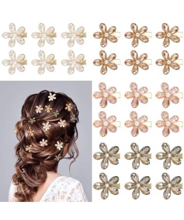 12pcs Hair Clips in 3 Colours Tiny Claw Clips for Girls Flower Hair Claw  Clips for Women, Mini Clips for Hair Cute Flower Clips for Thin Hair