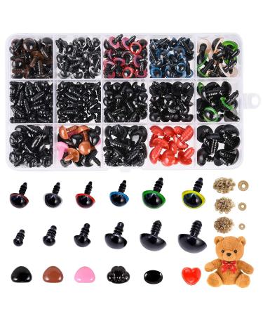 Safety Eyes and Noses 462Pcs Black Plastic Stuffed Crochet Eyes with  Washers for Crafts black 462pcs