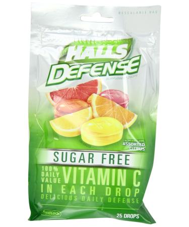 Halls Defense Sugar Free Citrus Drops 25 ct
