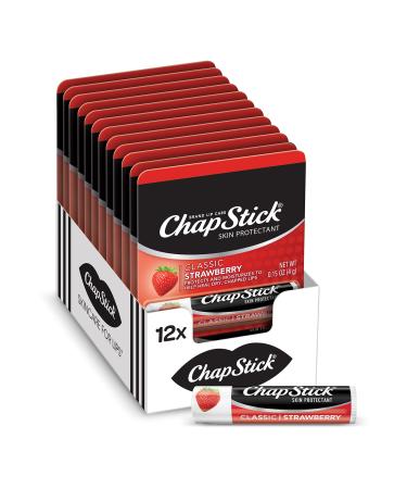 ChapStick Classic Strawberry Lip Balm Tubes Lip Care and Lip Moisturizer - 0.15 Oz (Pack of 12)