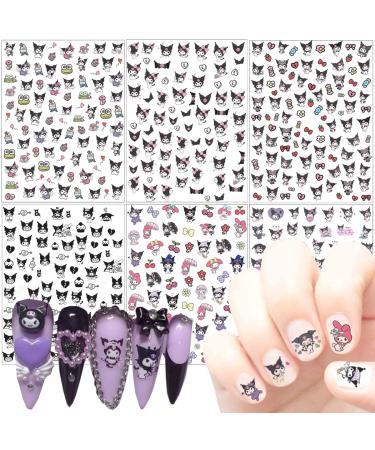  6 Sheets Cute Nail Art Stickers Decals 3D Self