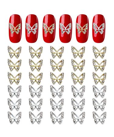 XEAOHESY 40 Pieces Gold and Silver Alloy Heart Charms for Nails Love Heart  Nail Charms Gems Christmas Heart Nail Studs Inlaid Rhinestone Pearls for  Women Girls Valentine's Day Nail Art 40 Pieces