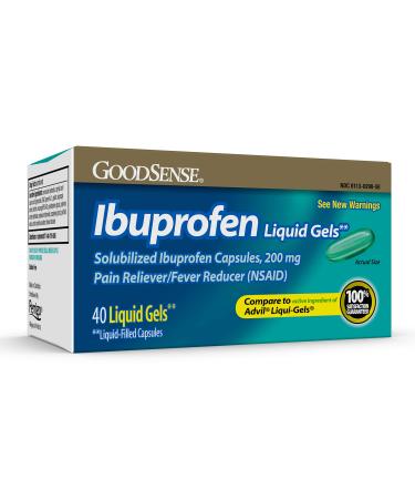 GoodSense Ibuprofen Liquid Gels 200 mg, Pain Reliever/Fever Reducer (Liquid Filled Capsules), 40 Count 40 Count (Pack of 1) Liquid Capsule