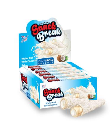 Snack Break | Coconut Rolled Wafer Snacks with Creamy Coconut Filling, Individually Wrapped Wafer Snacks, (Pack of 24)