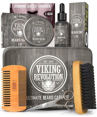 Viking Revolution Beard Comb&Beard Brush Set for Men Natural Boar Bristle