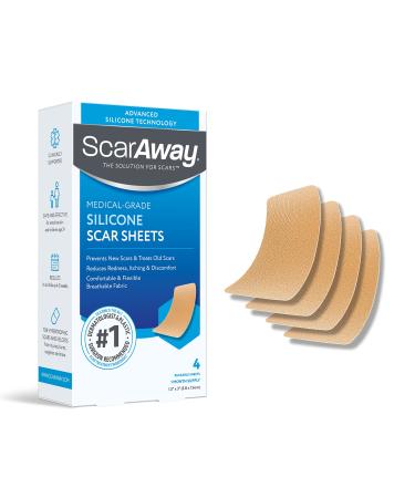 ScarAway Advanced Skincare Silicone Scar Sheets Silicone Scar Sheets for  Body Scar Surgical Scar Burn Scar Acne Scar and Keloid Scar Treatment 12  Reusable Sheets 12 Count (Pack of 1) Regular Sheet