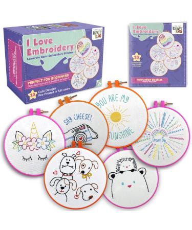 cRAFTILOO learn 30 stitches heart embroidery kit for beginners . beginner  embroidery kit with stamped embroidery patterns.