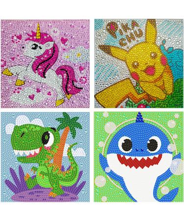 5D DIY Diamond Art Painting Kits for Kids, Cartoon Diamond Arts and Crafts  Kits Big Gem Diamond for Children Ages 6-8-9-12 Girls Boys for Birthday