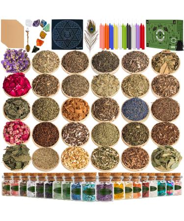 Witchcraft Supplies Herbs for Witchcraft-32 Pack Dried Herb Kit for Wicca,  Pagan and Wiccan Rituals, Altar Supplies, Magic Spells and More-Witch Herbs  with Crystal Spoon