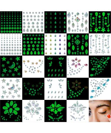  Halloween Face Gems, 6 Sets Face Jewels Self-Adhesive  Rhinestones Stickers And 1 Set 15 Colors 900pcs Face Gems For Makeup  Mermaid Fairy Music Rave Festival Accessories For Women Men Or