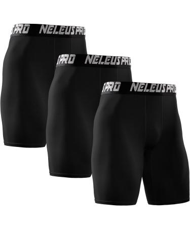 NELEUS Women's Workout Compression Yoga Shorts with Pocket Small 9005# 3  Pack black/Grey/Red